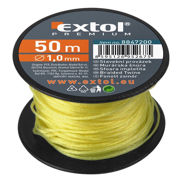 KŐMŰVES ZSINÓR, SODORT,PE,1,7MM*50M,SÁRGA